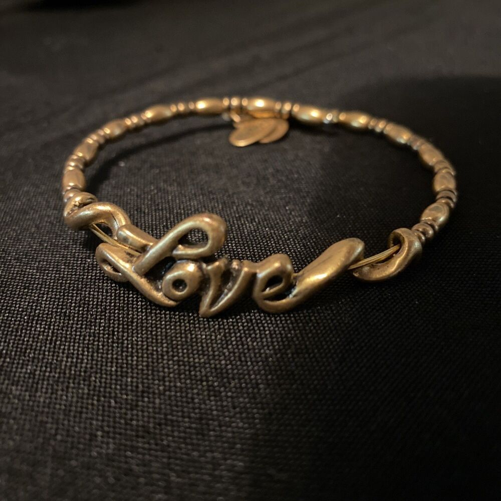 Alex & Ani  Raeflian  Gold Tone Love Wrap Bracelet